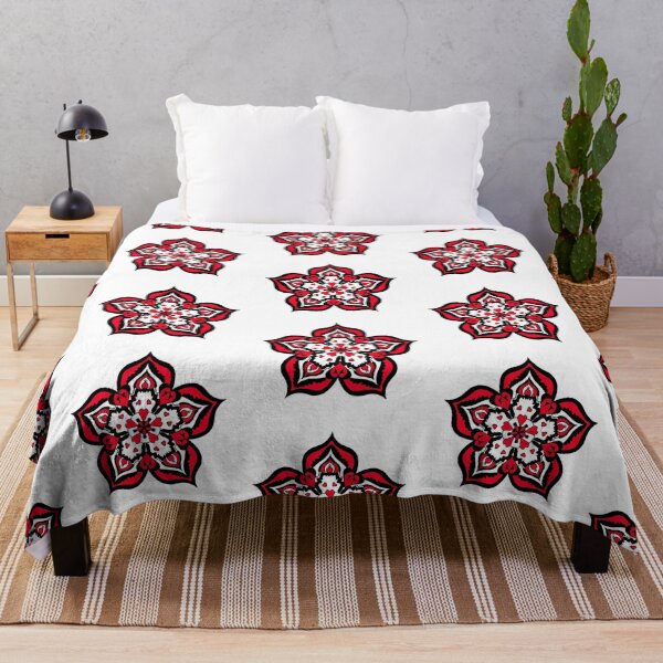 Item preview, Heart themed flower mandala in red, black and white designed and sold by Fashion through the ages.