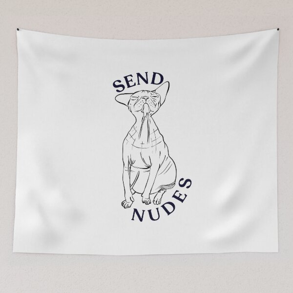 Item preview, Rose Gold - Blush Pink - Cute Hairless Sphynx Cat - Send Nudes - Funny Quote - Line Drawing Wrinkly Kitty designed and sold by AnanasArt.