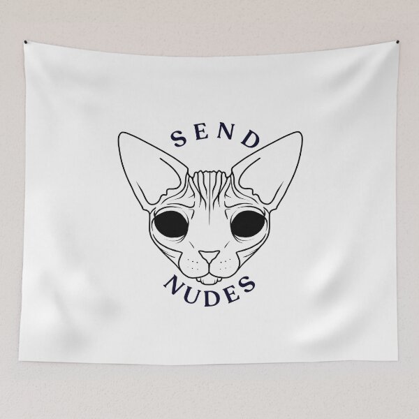 Item preview, Rose Gold - Blush Pink - Alien Demon Eyes Hairless Sphynx Cat - Send Nudes - Funny Quote - Line Drawing Wrinkly Kitty designed and sold by AnanasArt.