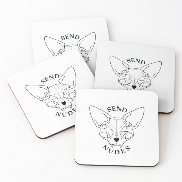 Item preview, Rose Gold - Blush Pink - Dark Hairless Sphynx Cat Skull - Send Nudes - Funny Quote - Line Drawing Wrinkly Kitty designed and sold by AnanasArt.