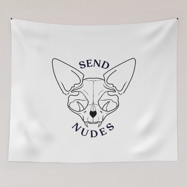 Item preview, Rose Gold - Blush Pink - Dark Hairless Sphynx Cat Skull - Send Nudes - Funny Quote - Line Drawing Wrinkly Kitty designed and sold by AnanasArt.