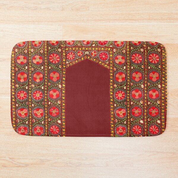 Item preview, ANTIQUE RED YELLOW GREEN FLORAL UZBEK EMBROIDERY WITH POMEGRANATE FLOWERS designed and sold by BulganLumini.