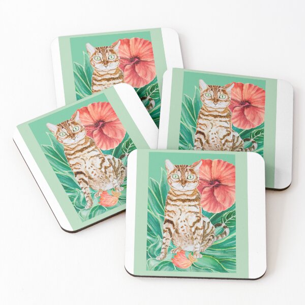 Item preview, Cat with tropical flowers designed and sold by MartaHorodniczy.