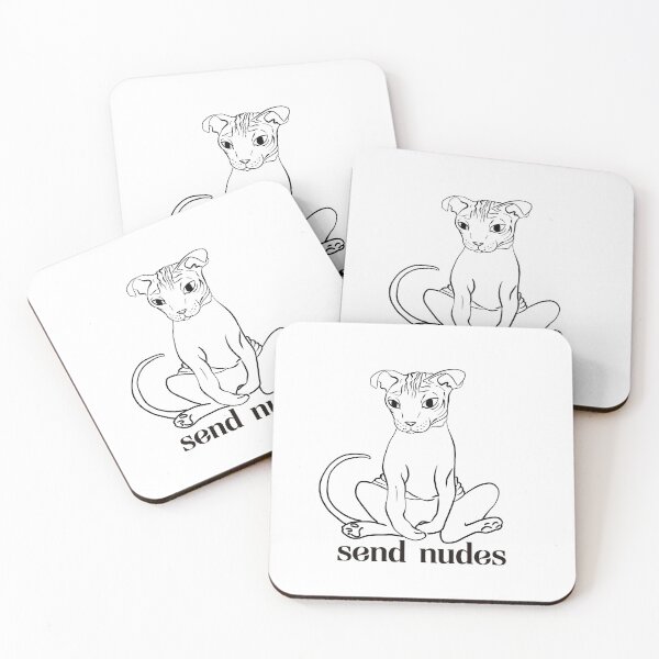 Item preview, Rose Gold - Blush Pink - Funny Naked Hairless Sphynx Cat - Send Nudes - Funny Quote - Line Drawing Wrinkly Kitty designed and sold by AnanasArt.