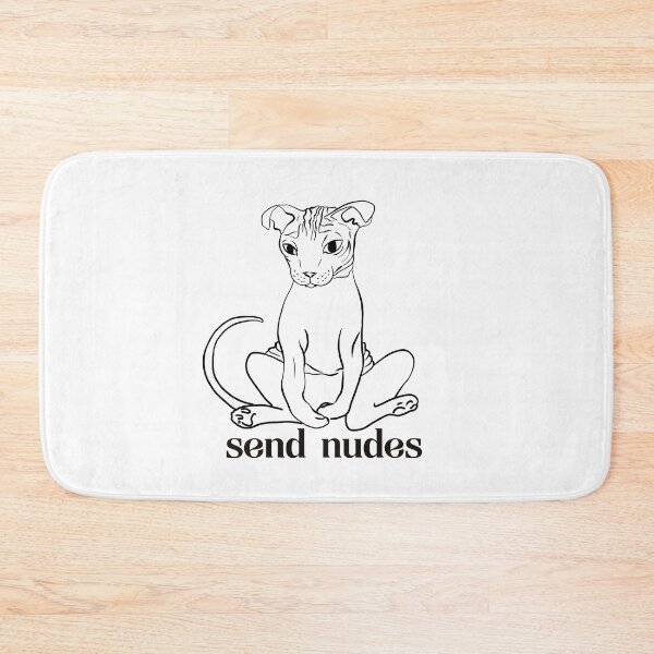 Item preview, Rose Gold - Blush Pink - Funny Naked Hairless Sphynx Cat - Send Nudes - Funny Quote - Line Drawing Wrinkly Kitty designed and sold by AnanasArt.