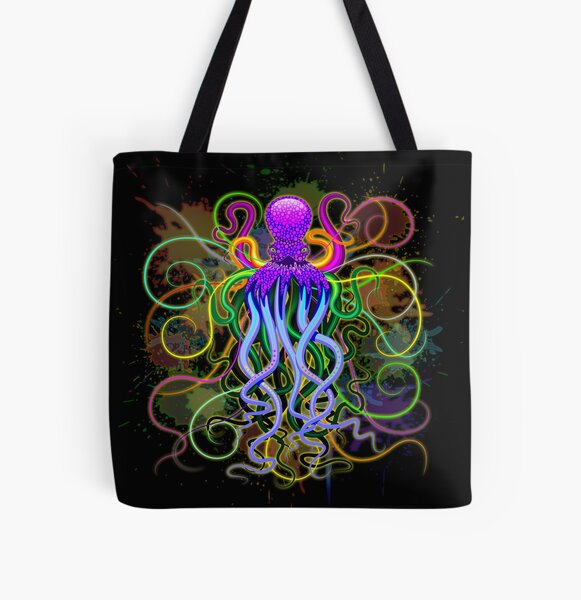Octopus Psychedelic Luminescence All Over Print Tote Bag