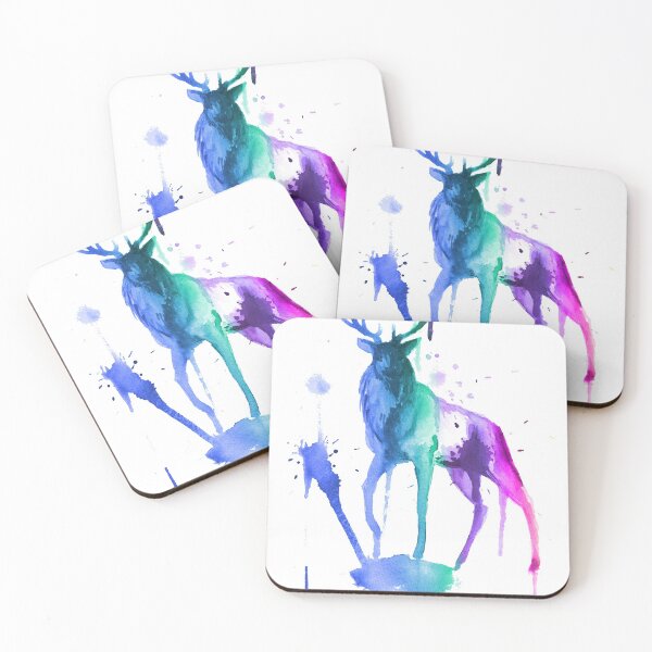 Item preview, Rainbow watercolour stag painting designed and sold by TheElkWillow.