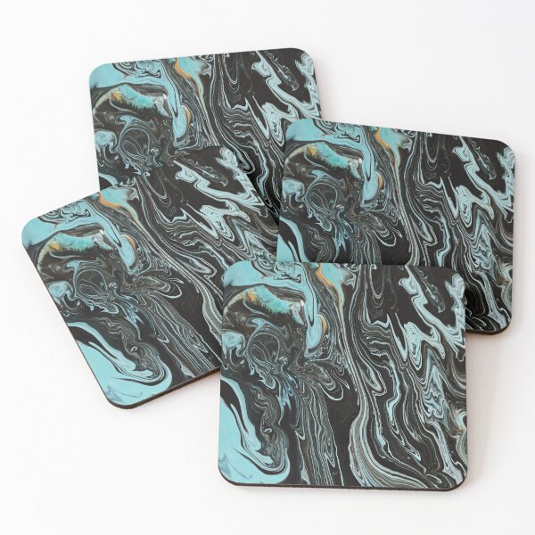 Item preview, Black and teal dreamy abstract painting designed and sold by jkulling.