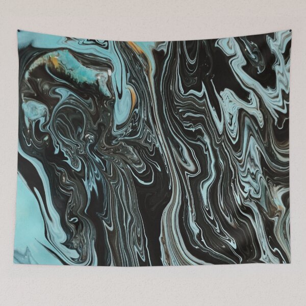 Item preview, Black and teal dreamy abstract painting designed and sold by jkulling.