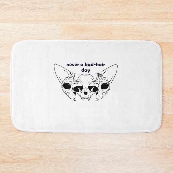 Item preview, Never a bad hair day - Hairless Sphynx Cat Skull Split in Two - Funny Animal Quote - Line Drawing Wrinkly Kitty designed and sold by AnanasArt.