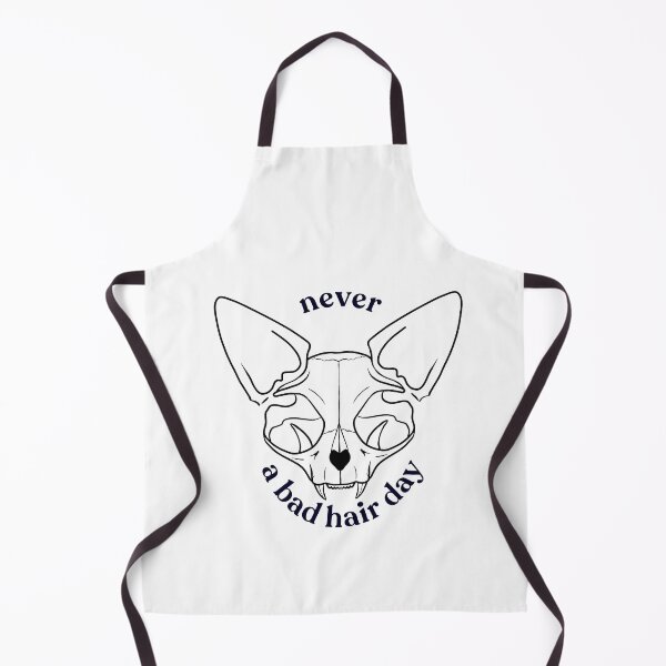 Item preview, Never a bad hair day - Hairless Sphynx Cat Skull - Funny Animal Quote - Line Drawing Wrinkly Kitty designed and sold by AnanasArt.