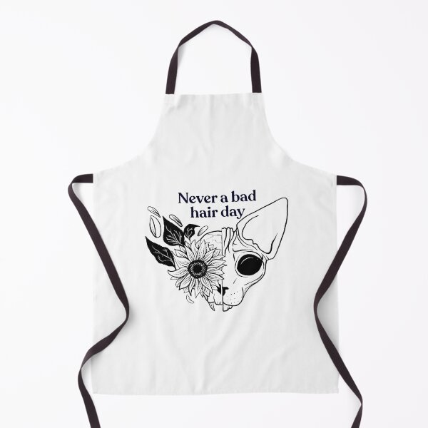 Item preview, Never a bad hair day - Hairless Sphynx Cat Skull with a Sunflower - Funny Animal Quote - Line Drawing Wrinkly Kitty designed and sold by AnanasArt.