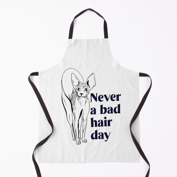 Item preview, Never a bad hair day - Hairless Sphynx Cat Arching Her Back - Funny Animal Quote - Line Drawing Wrinkly Kitty designed and sold by AnanasArt.