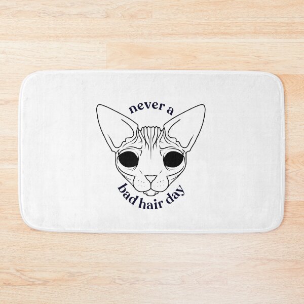Item preview, Never a bad hair day - Hairless Sphynx Cat With Demon Eyes - Funny Animal Quote - Line Drawing Wrinkly Kitty designed and sold by AnanasArt.