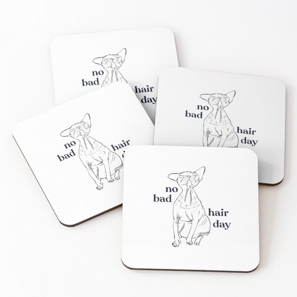 Item preview, Never a bad hair day - Chubby Hairless Sphynx Cat - Funny Quote - Line Drawing Wrinkly Kitty designed and sold by AnanasArt.