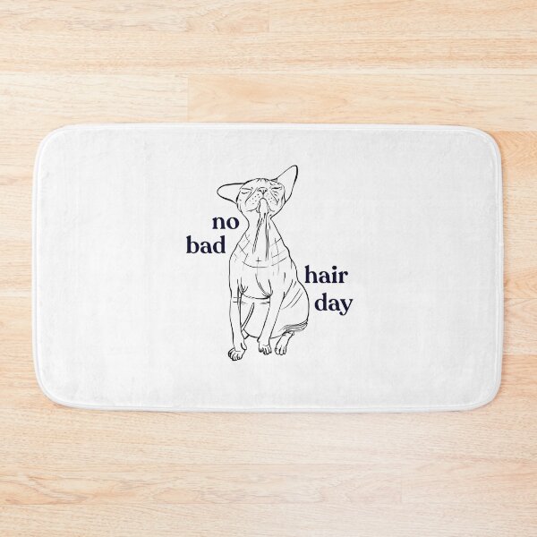 Item preview, Never a bad hair day - Chubby Hairless Sphynx Cat - Funny Quote - Line Drawing Wrinkly Kitty designed and sold by AnanasArt.