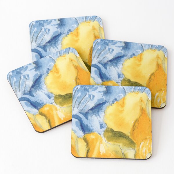 Item preview, Blue and Gold Floral Watercolor Painting designed and sold by Crystal Odenkirk.