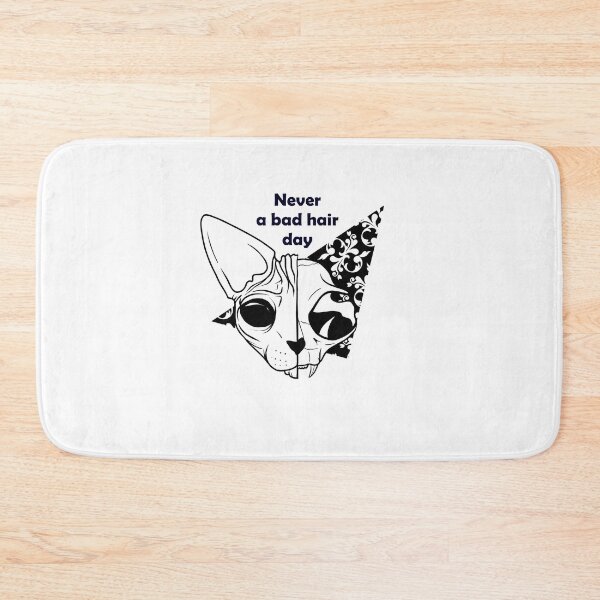 Item preview, Never a bad hair day - Hairless Sphynx Cat Skull - Funny Quote - Line Drawing Wrinkly Kitty designed and sold by AnanasArt.
