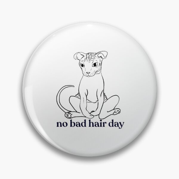 Item preview, Never a bad hair day - Hairless Sphynx Cat Sitting - Funny Quote - Line Drawing Wrinkly Kitty designed and sold by AnanasArt.