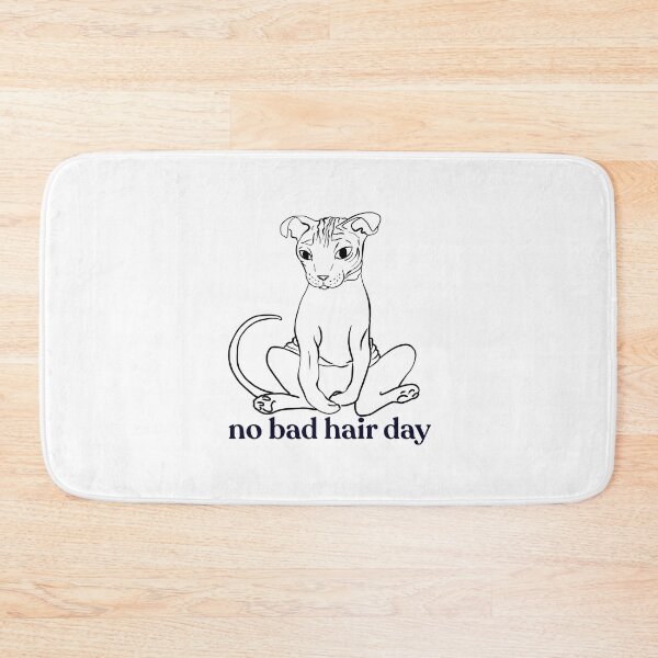 Item preview, Never a bad hair day - Hairless Sphynx Cat Sitting - Funny Quote - Line Drawing Wrinkly Kitty designed and sold by AnanasArt.
