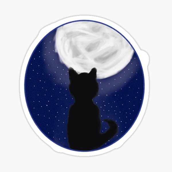 Item preview, Black Cat Looking At Moon designed and sold by Olivia Wertheimer.