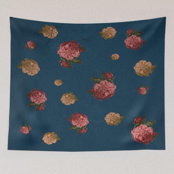 Item preview, Vintage Floral Pattern with Blue Background - Grained Texture designed and sold by norandesign.