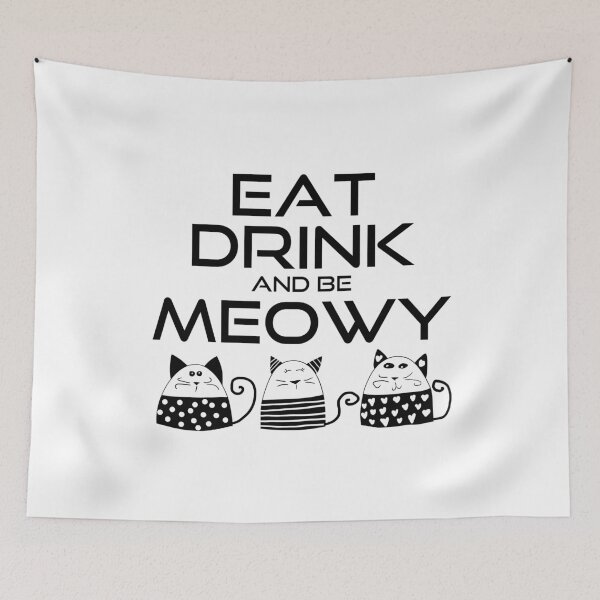 Item preview, Eat drink and be meowy black and white designed and sold by PurrfectCorner.
