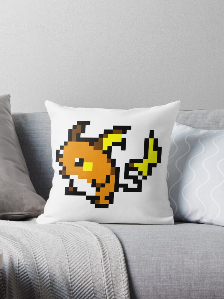 Pokemon 8 Bit Pixel Raichu 026 Throw Pillow By Shane Russell