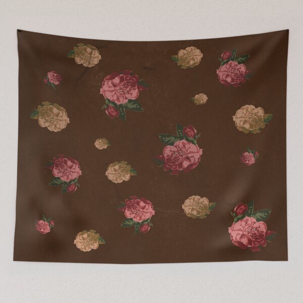 Item preview, Vintage Floral Pattern with Brown Background - Grained Texture designed and sold by norandesign.
