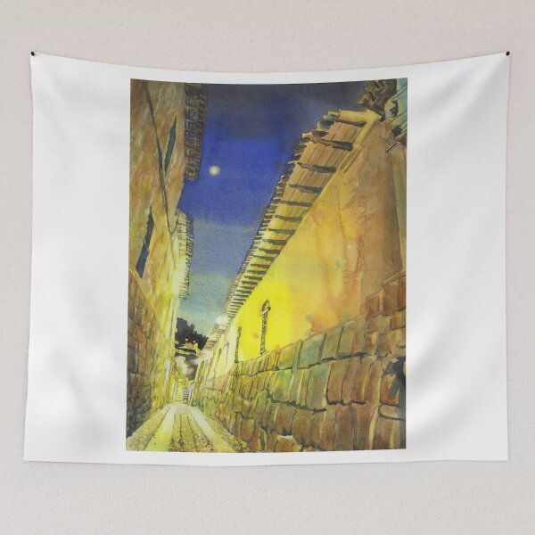 Item preview, Cusco, Peru.  Cusco painting fine art yellow blue Peru designed and sold by rfoxphoto.