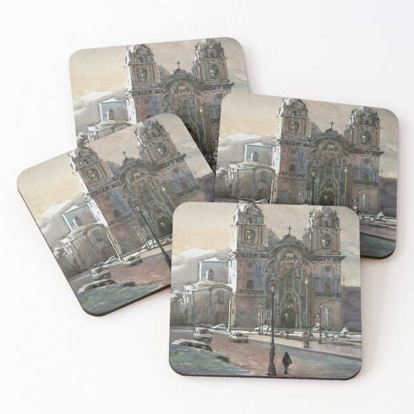 Item preview, Cathedral on Plaza de Armas Incan watercolor painting Peru artwork designed and sold by rfoxphoto.