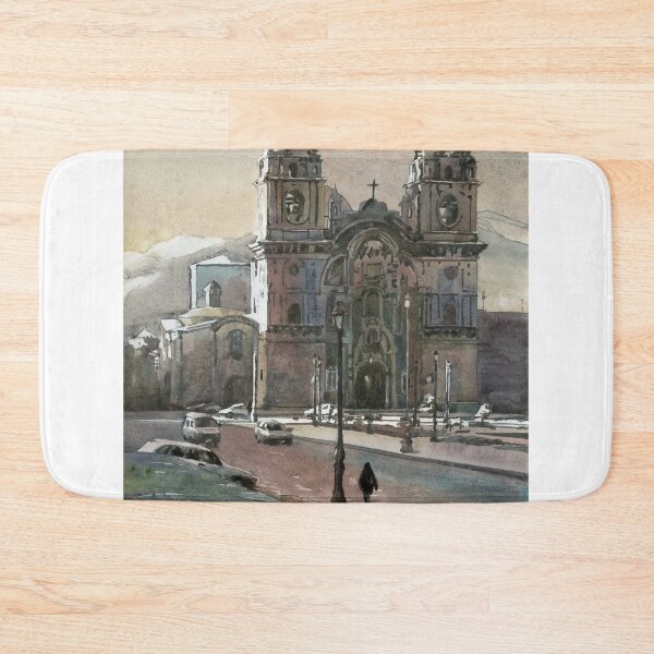 Item preview, Cathedral on Plaza de Armas Incan watercolor painting Peru artwork designed and sold by rfoxphoto.