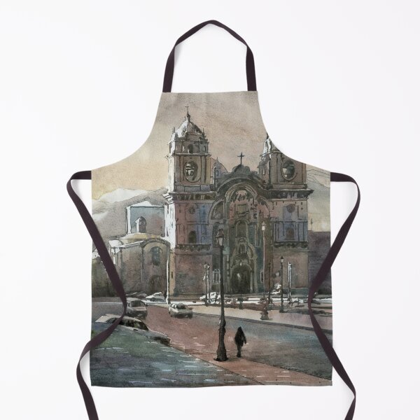 Item preview, Cathedral on Plaza de Armas Incan watercolor painting Peru artwork designed and sold by rfoxphoto.