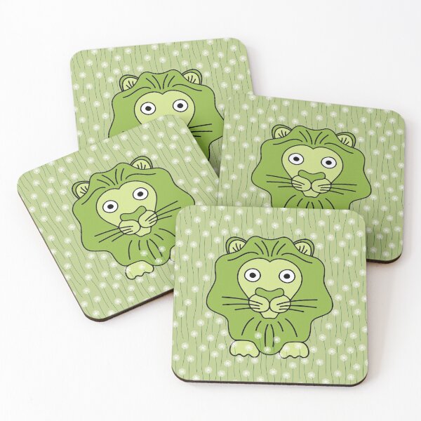 Item preview, Cute cartoon lion in a field of dandelions - Green and black designed and sold by Twist Design.