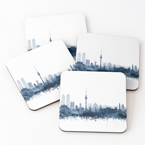 Item preview, Berlin Skyline Navy Blue Watercolor by Zouzoumio Art designed and sold by zouzounioart.