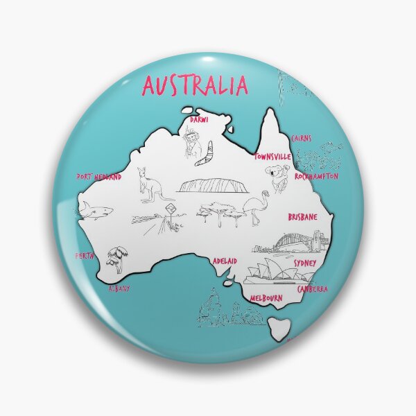 Item preview, Map of Australian continent with hand drawn places, elements and cities. Australia Map designed and sold by mashmosh.
