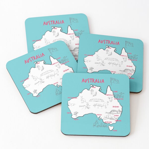 Item preview, Map of Australian continent with hand drawn places, elements and cities. Australia Map designed and sold by mashmosh.