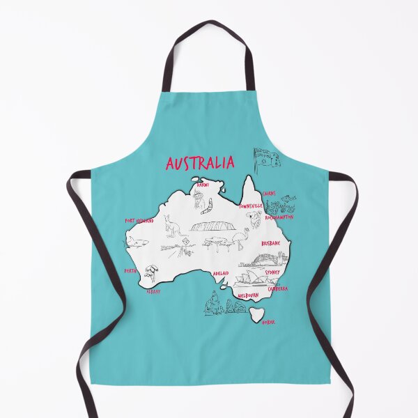 Item preview, Map of Australian continent with hand drawn places, elements and cities. Australia Map designed and sold by mashmosh.
