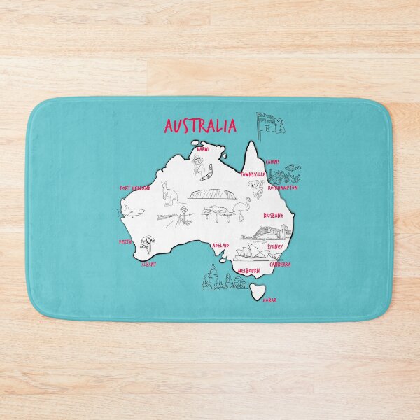 Item preview, Map of Australian continent with hand drawn places, elements and cities. Australia Map designed and sold by mashmosh.