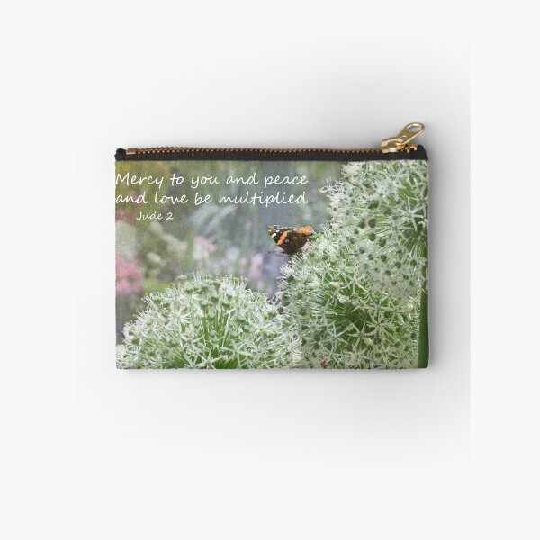 Item preview, Allium flowers with butterfly and Bible verse of Jude 2 designed and sold by Deborah Berry.