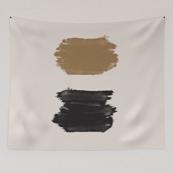 Item preview, Brown and black abstract brushstrokes on a beige background. designed and sold by PandaAvenue.