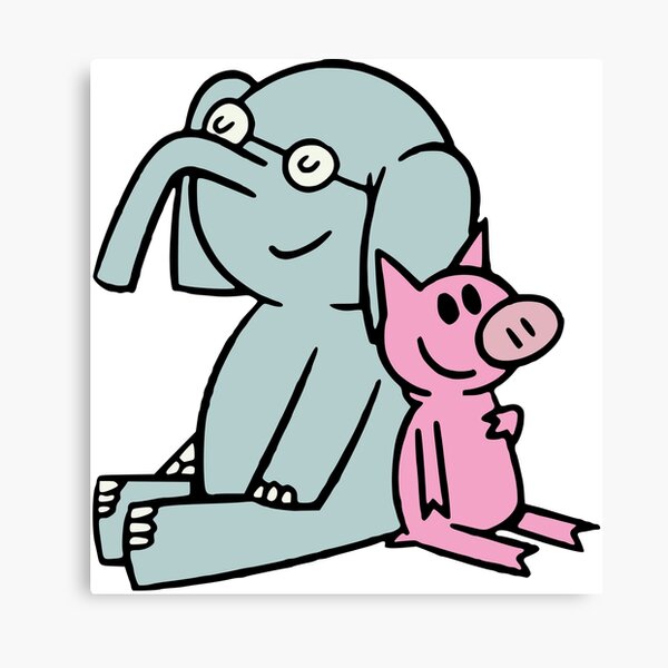 Elefant und Schweinchen. Gerald und Schweinchen. Anime transparenter Aufkleber, mo willems Leinwanddruck