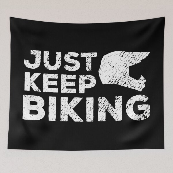 Item preview, Just Keep Biking BMX Dirt Bike Helmet White with Black Splats designed and sold by Hayley Adams.