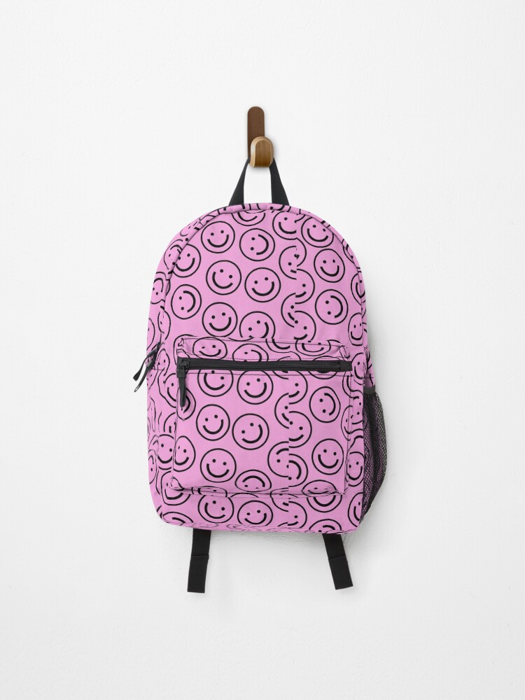 Thumbnail 1 of 3, Backpack, Pink Smiley Faces pattern designed and sold by RougeMachtig.