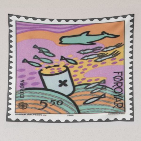 Item preview, Sea pollution Faroe Islands stamp designed and sold by ZoologyKat.