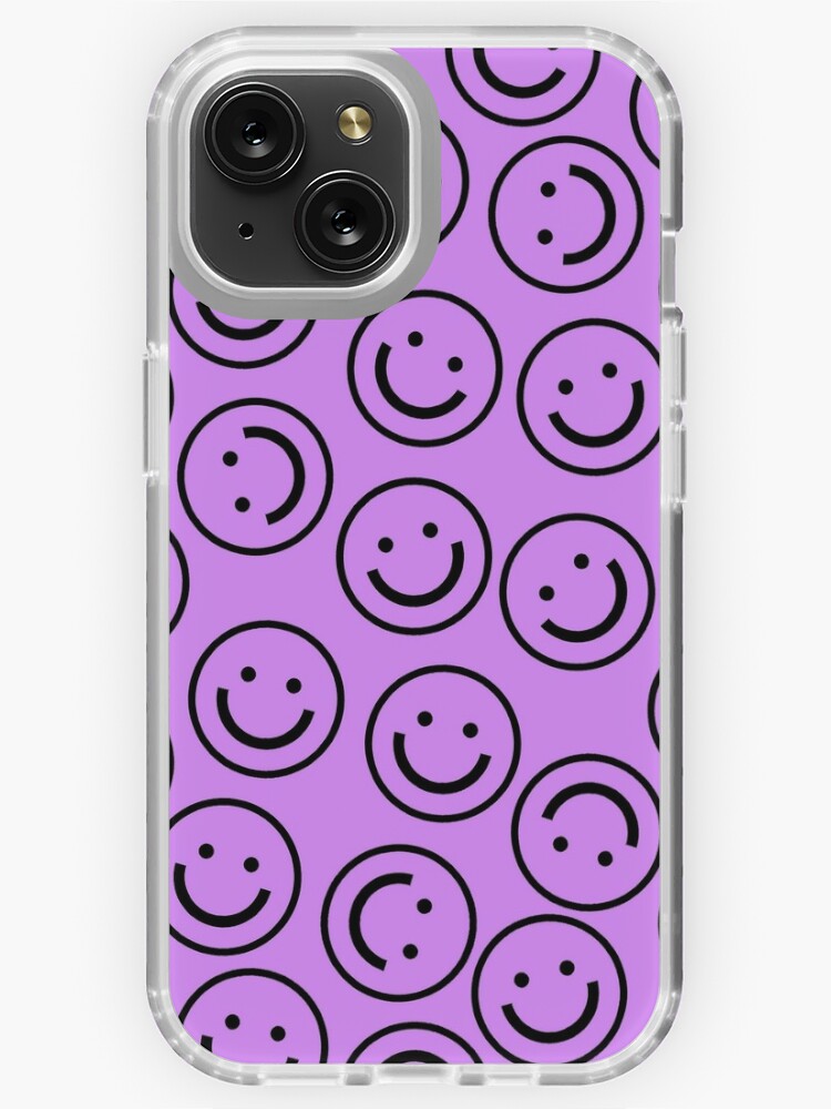 Happy Smiley Face - Funda para teléfono, color morado, transparente,  compatible con iPhone 12, 13, 14, 15 SE