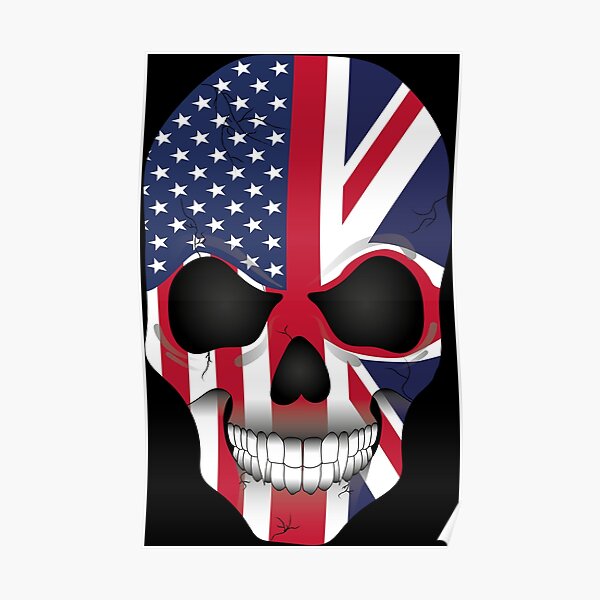 USA American British Union Jack Vampire Skull Flag Poster