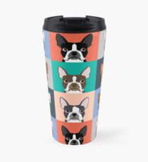 Boston Terriers tile pattern repeat cute dogs puppy boston terrier pet friendly gifts for dog person Travel Mug