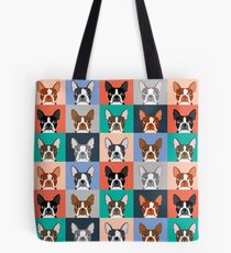 Boston Terriers tile pattern repeat cute dogs puppy boston terrier pet friendly gifts for dog person Tote Bag
