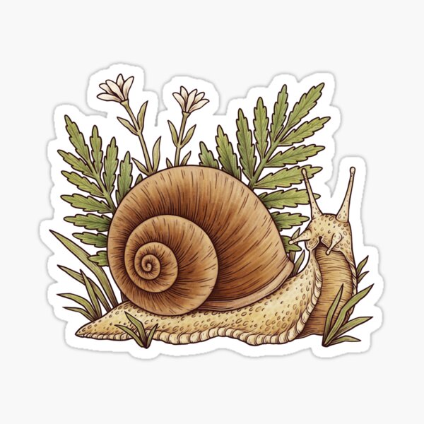 Snail with plants Sticker